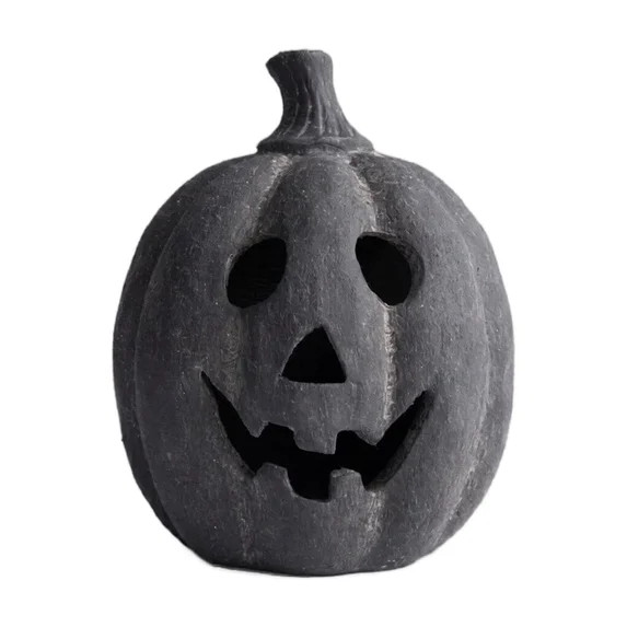 Halloween Decorations Light Up Pumpkin Jack O Lantern, Gray Handmade Resin Pumpkin Lantern with F... | Walmart (US)