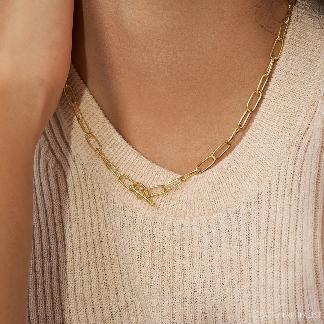 Perfect Layering Link Necklace With Toggle Clasp Minimalist Necklace Paper Clip Necklace Nm67a - ... | Etsy ROW