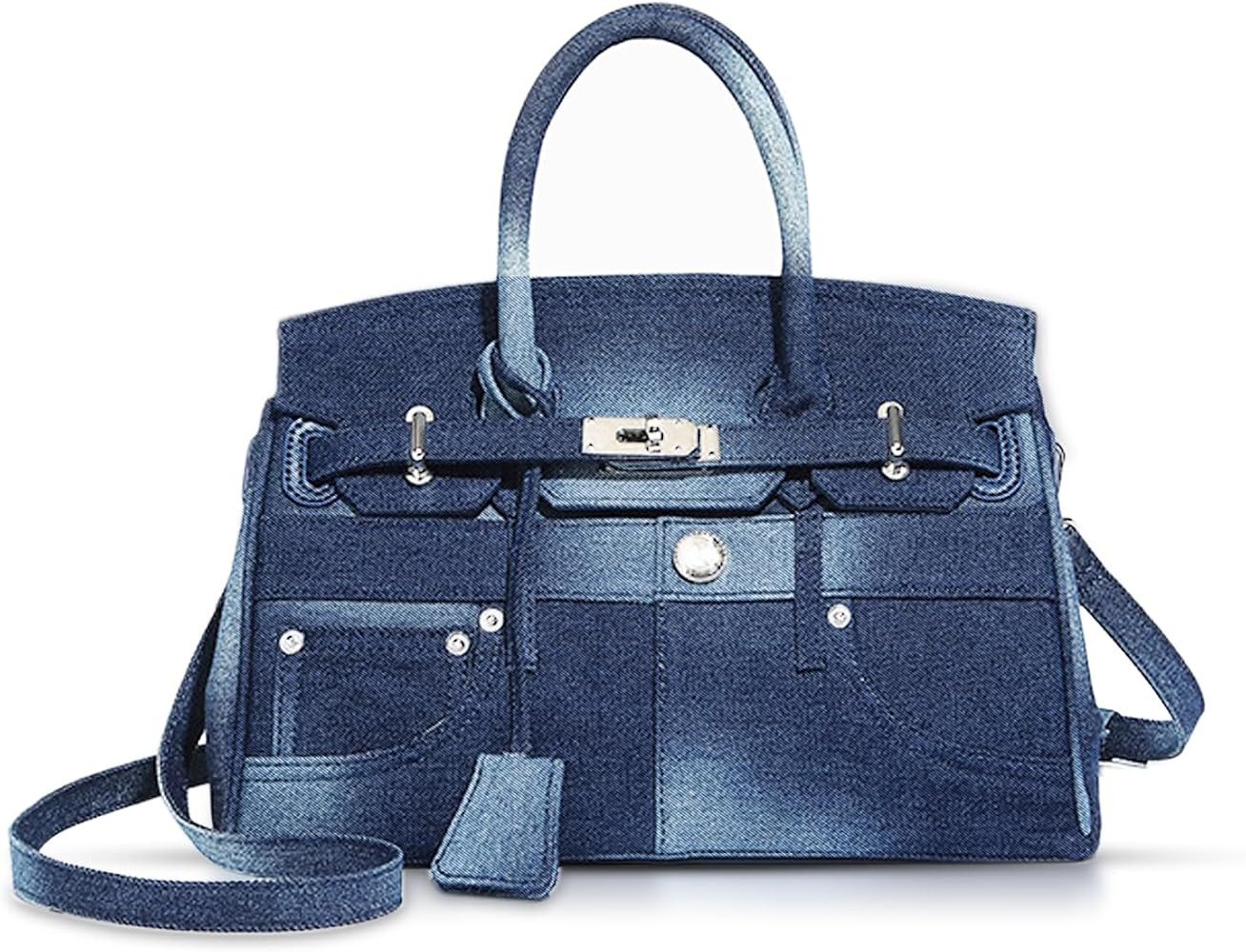 Denim Tote Bag for Women, Large Capacity Crossbody Bag, Patchwork Pattern, Shoulder Bags for Work... | Amazon (US)
