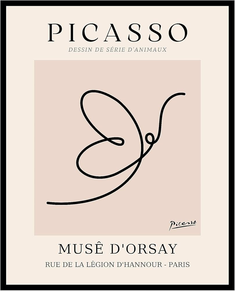 Poster Master Vintage Picasso Poster - Retro One Line Butterfly Drawing Print - Butterfly Line Ar... | Amazon (US)