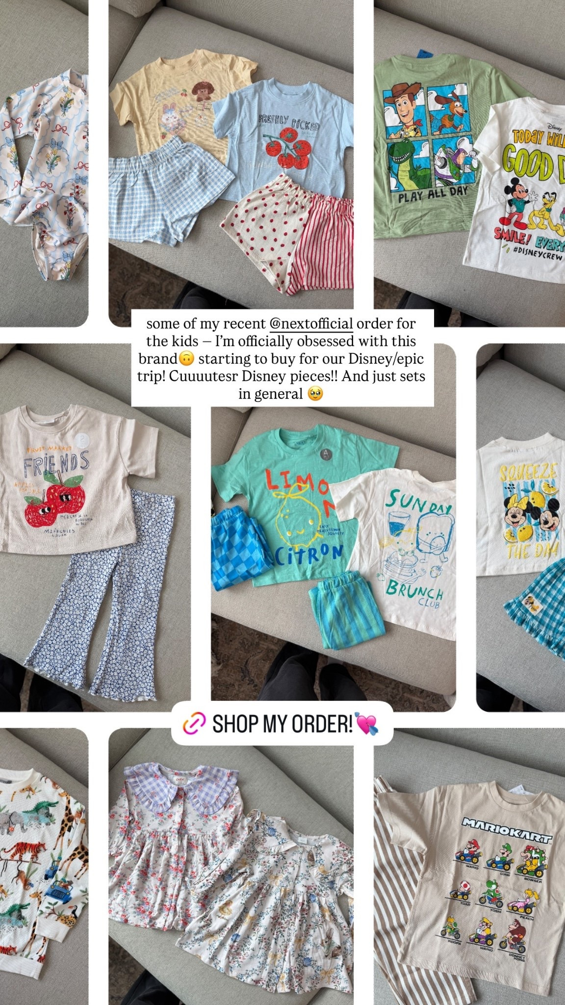 some of my recent @nextofficial order for the kids — I’m officially obsessed with this brand🙃 starting to buy for our Disney/epic trip! Cuuuutesr Disney pieces!! And just sets in general 🥹