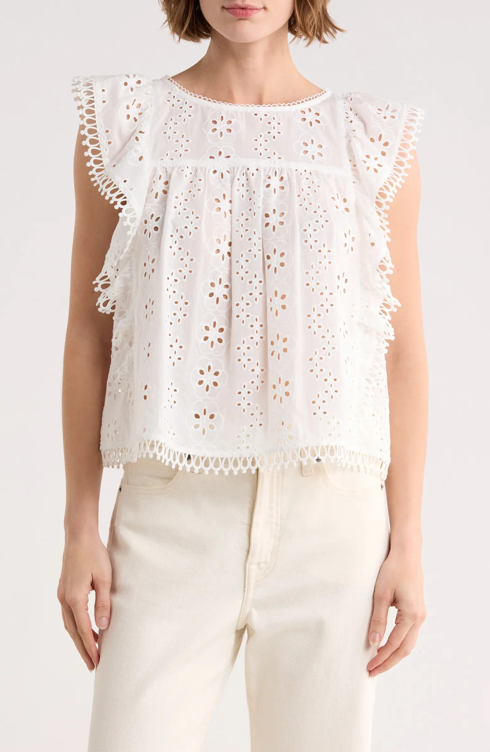 Melrose and Market Cotton Eyelet Embroidered Top | Nordstromrack | Nordstrom Rack
