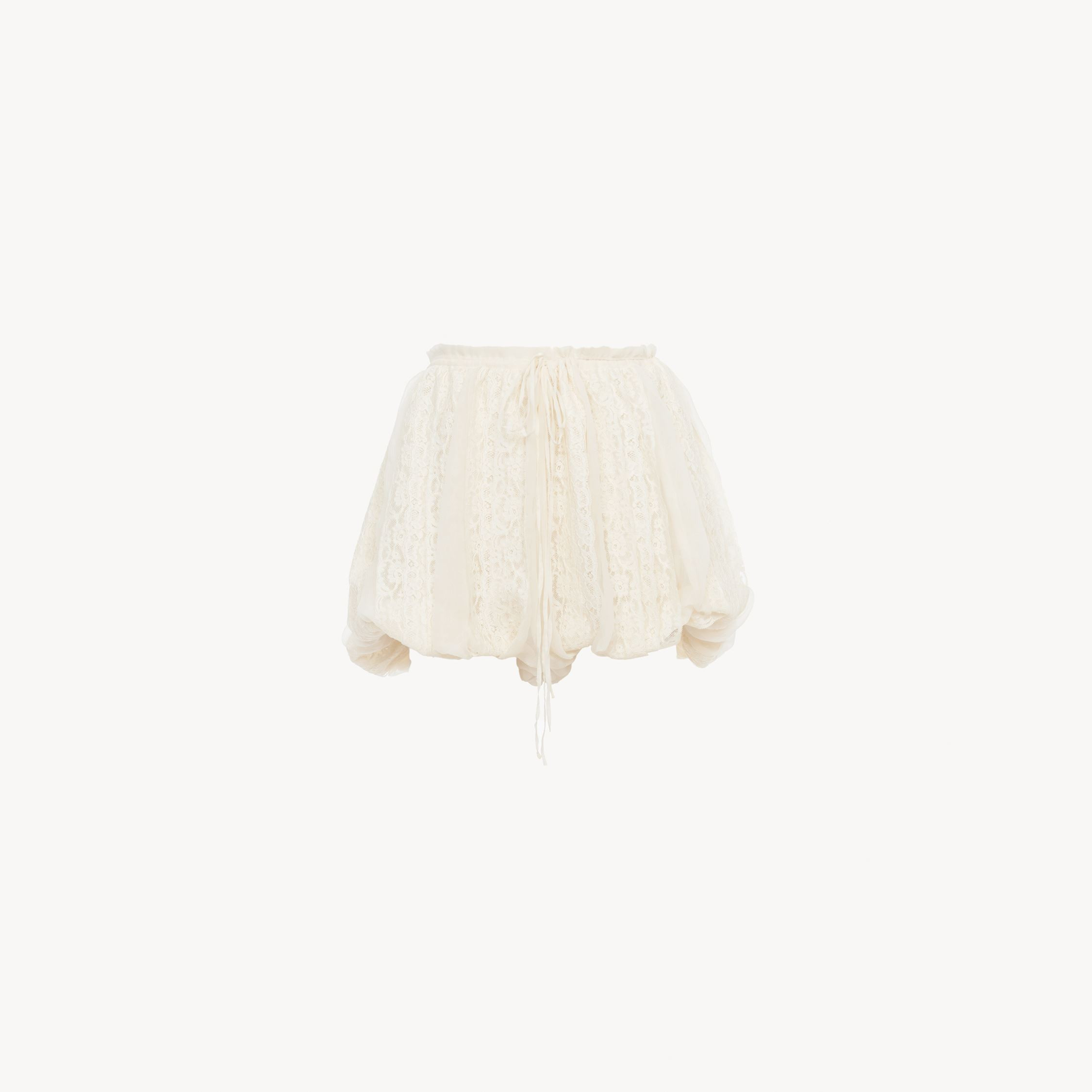 CHLOÉ Mini bloomer shorts in floral-lace silk mousseline White Size 6 100% Silk | Chloe US