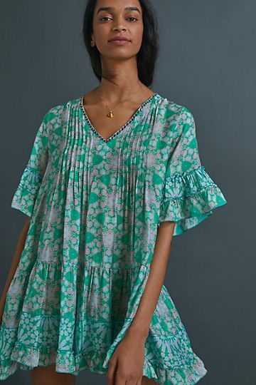 Daisy Beaded Cover-Up Tunic Dress | Anthropologie (US)