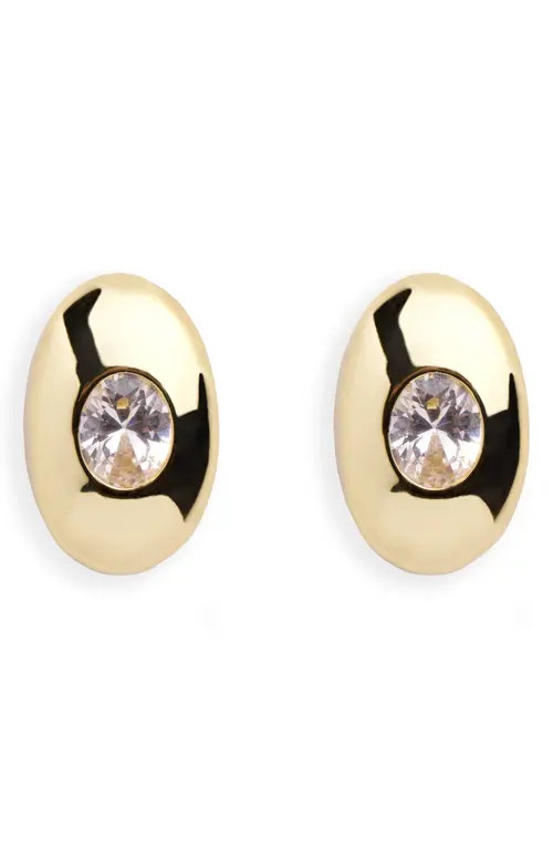 ARGENTO VIVO Dome Oval Cubic Zirconia Stud Earring in Gold at Nordstrom | Nordstrom