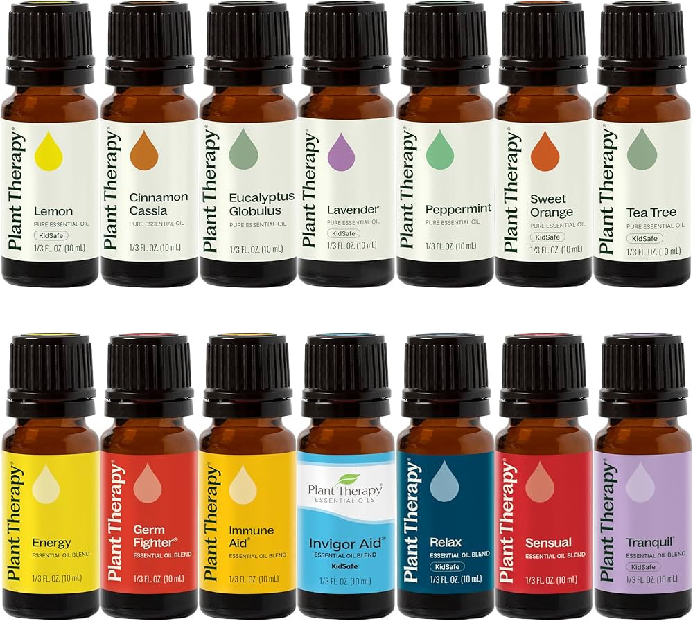 Plant Therapy 7 & 7 Essential Oils Set 7 Single Oils: Lavender, Peppermint & More, 7 Synergy Blen... | Amazon (US)