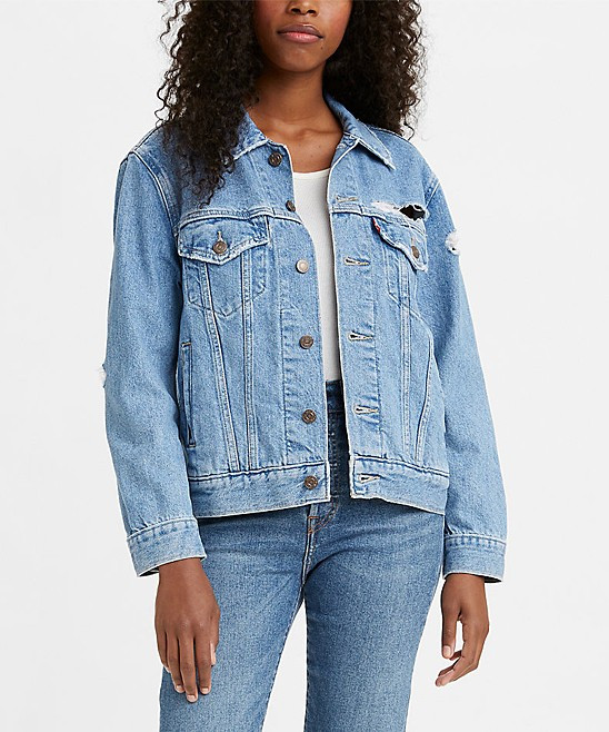 Levi's Women's Denim Jackets Pick - Pick Holes Blue Ex-Boyfriend Trucker Jacket - Women | Zulily