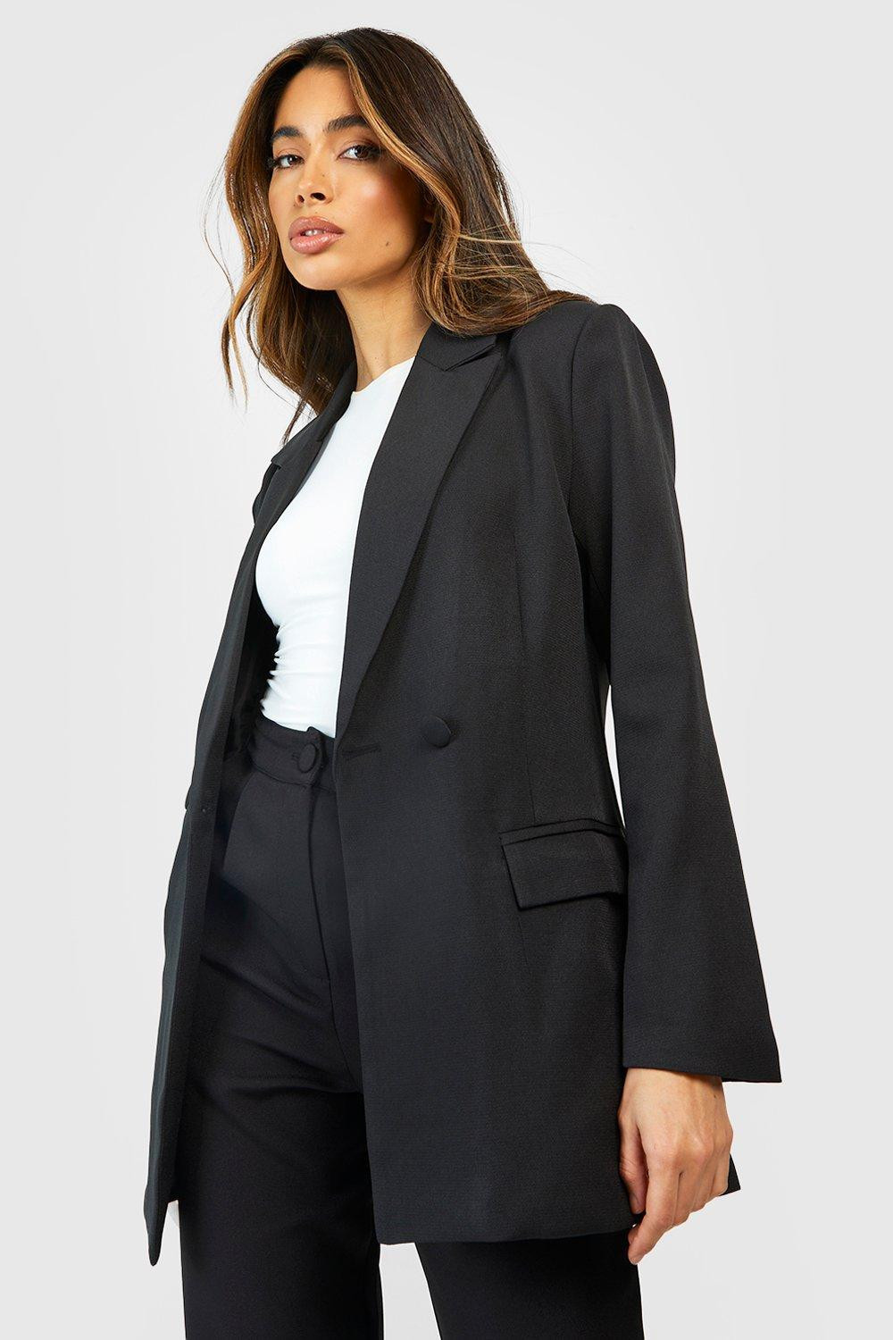 Womens Fitted Double Breasted Tailored Blazer - Black - 10 | Boohoo.com (US & CA)