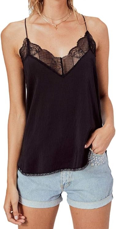 Women's Lace Cami Tank Top Racerback with Adjustable Spaghetti Strap | Amazon (US)