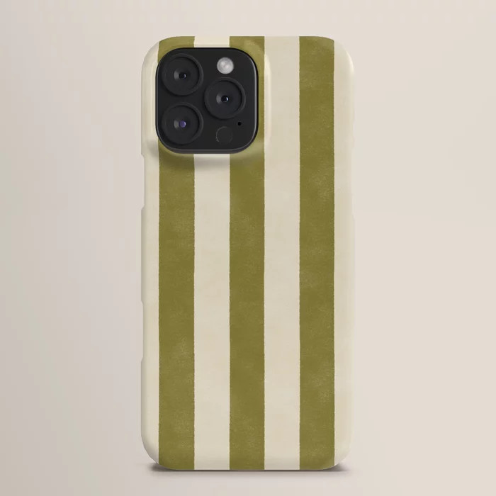 Cabana Stripe - moss green and cream iPhone Case | Society6