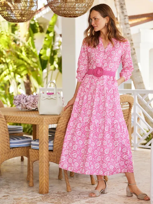 Cunningham Linen Maxi Dress in Beach House Floral | J.McLaughlin