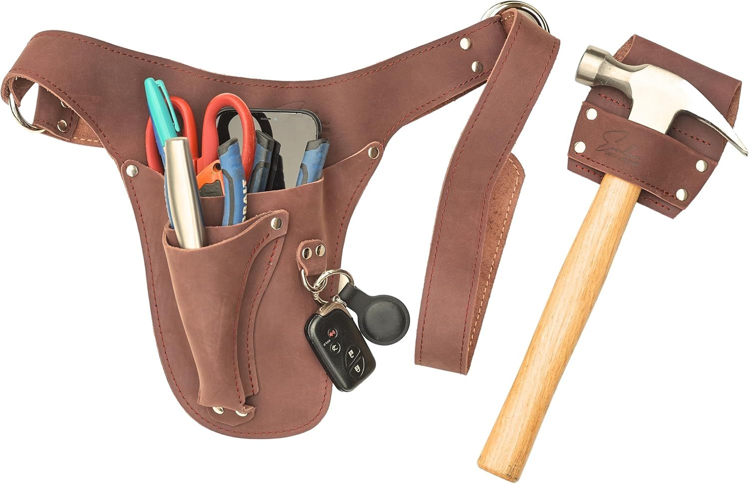 ERALEN Handcrafted Leather Tool Belt - Versatile & Multi-Functional, Universal Fits Up to 53” f... | Amazon (US)
