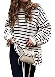 KIRUNDO Oversized Sweaters for Women 2025 Fall Striped Long Sweater Cozy Cute Knit Pullover with ... | Amazon (US)