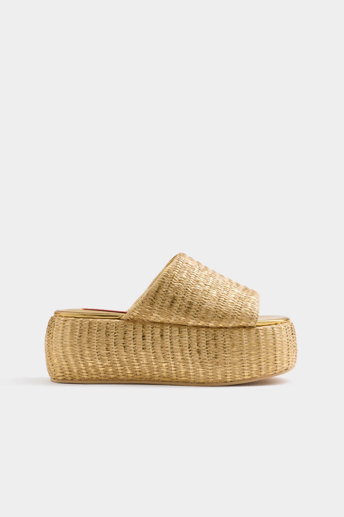 Metallic Raffia Cloudy Platform in Gold/Natural | SIMONMILLER | Simon Miller