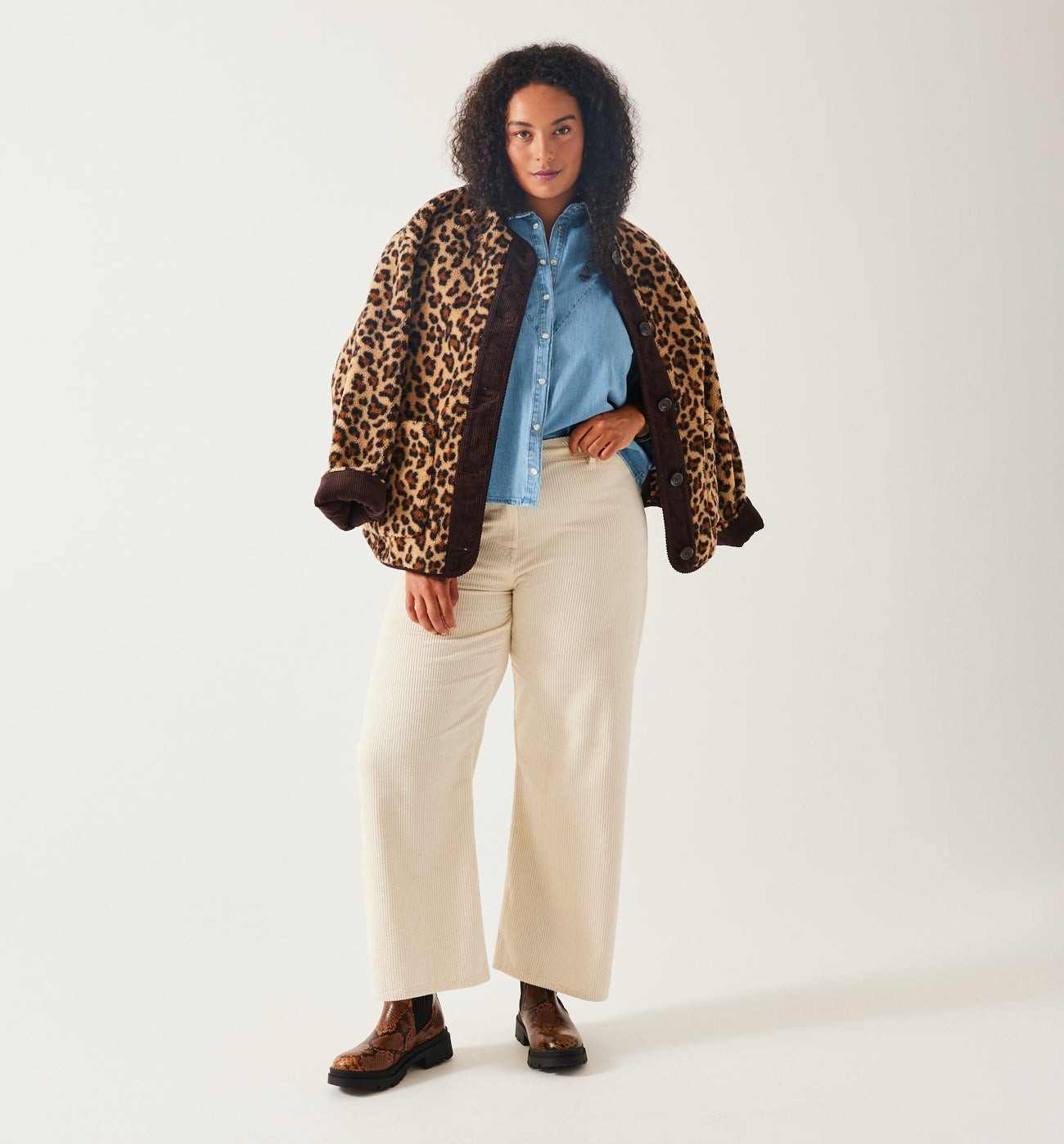 Pantalon large en velours - Ecru | Promod (FR)