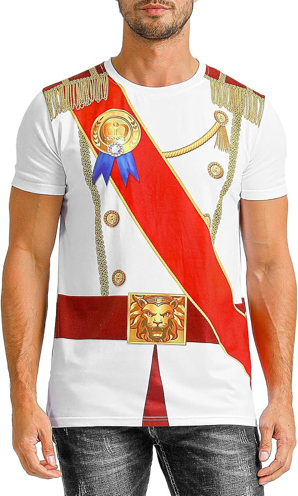 Funny World Men's Prince Costume Royal Charming Halloween T-Shirts | Amazon (US)