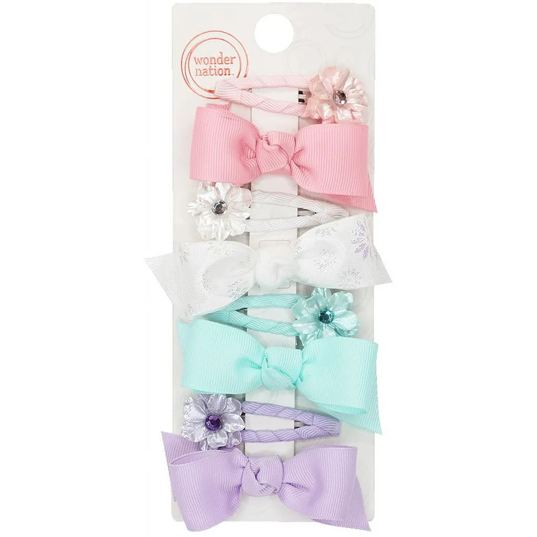 Wonder Nation Flower and Bow Hair Clips Set, 8-Piece - Walmart.com | Walmart (US)