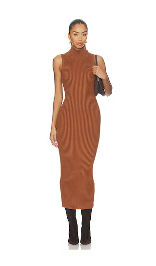 Cary Mock Neck Midi Dress in Chestnut | Revolve Clothing (Global)