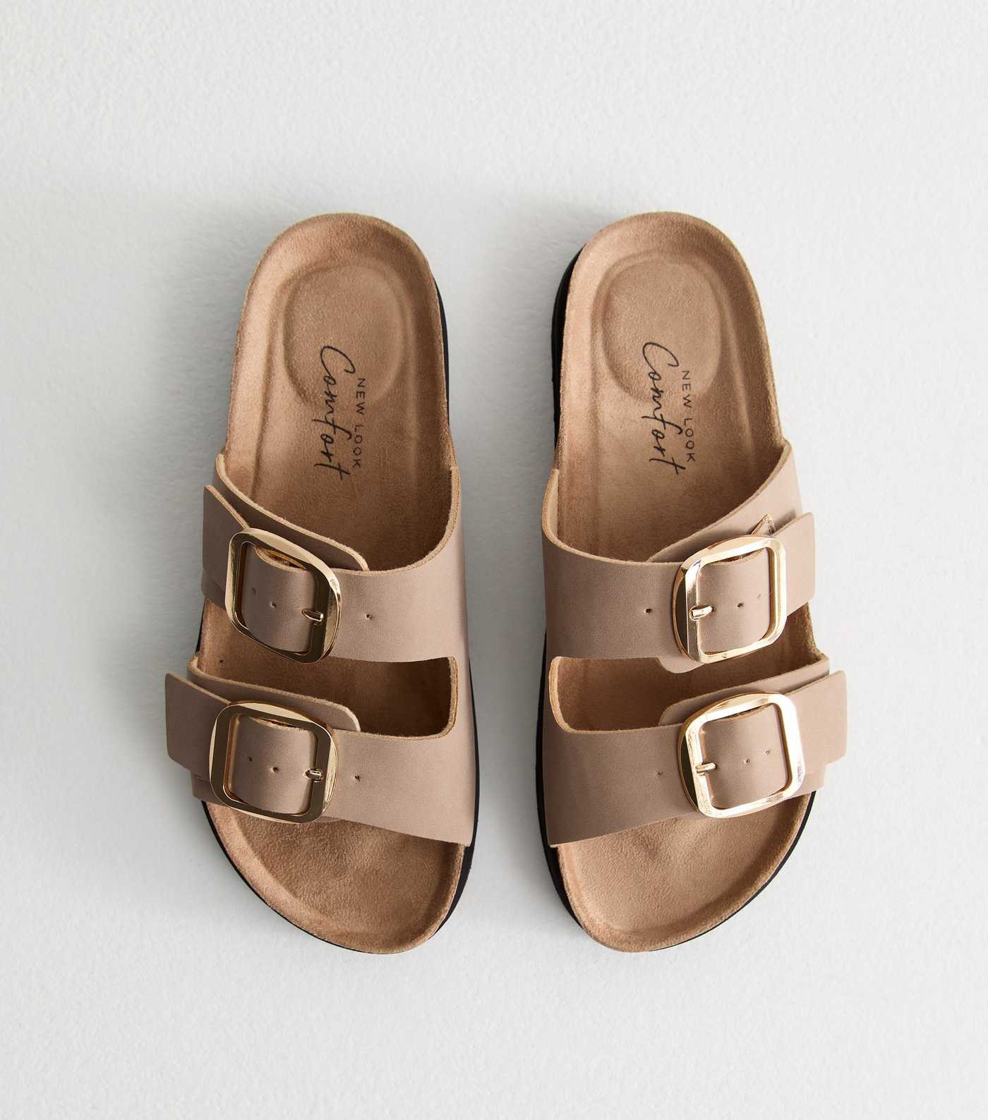Mink Faux Leather Buckle Strap Sandals | New Look | New Look (UK)