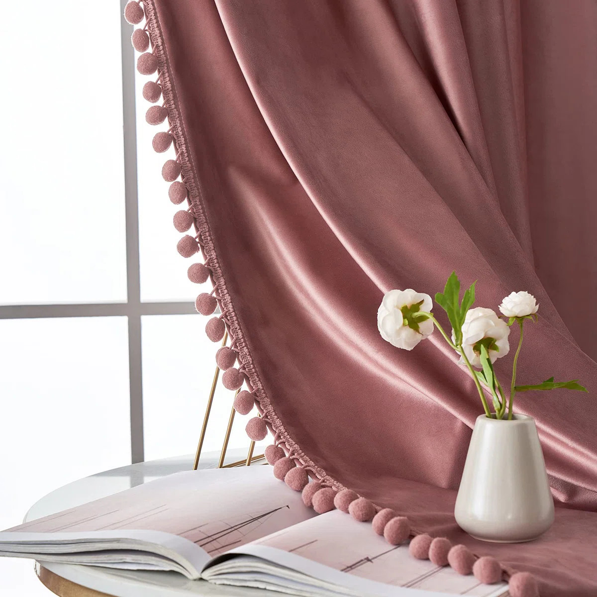 Dry Rose Pink Velvet Curtains For Bedroom/Living Room Darkening Thermal Insulating 84 Inches Long... | Wayfair North America