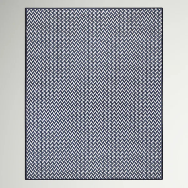 Jaylah Herringbone Indoor/Outdoor Area Rug for Living Room Patio Deck Front Porch Kitchen, Navy/I... | Wayfair North America