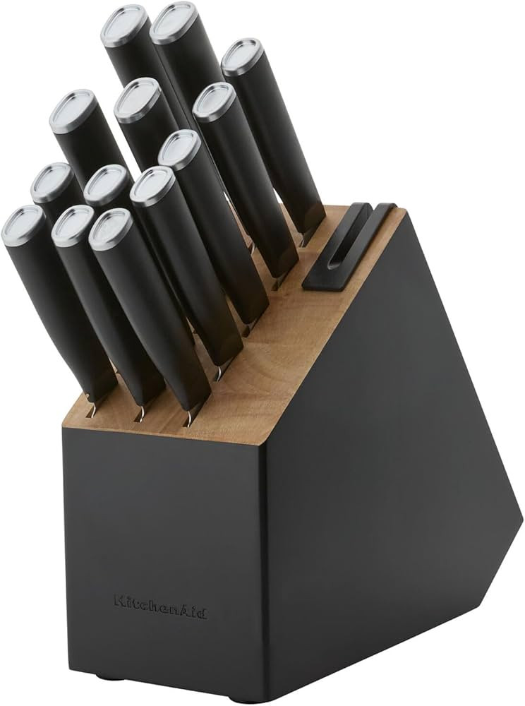 KitchenAid Classic Slim Knife Block Set with Built-In Knife Sharpener, High Carbon Stainless Stee... | Amazon (US)