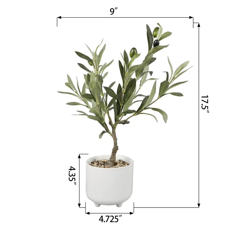 Flora Bunda 17" Artificial Olive Tree in Matte White Ceramic Footed Pot | Walmart (US)