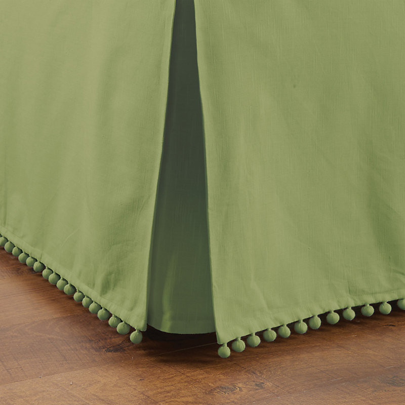 Audree Pom Pom Bedskirt - Sage, King - Ballard Designs | Ballard Designs, Inc.