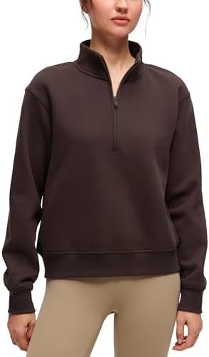 CRZ YOGA Cotton Fleece Lined Half Zip Sweatshirt for Women - Pullover Funnel Neck Workout Casual ... | Amazon (CA)