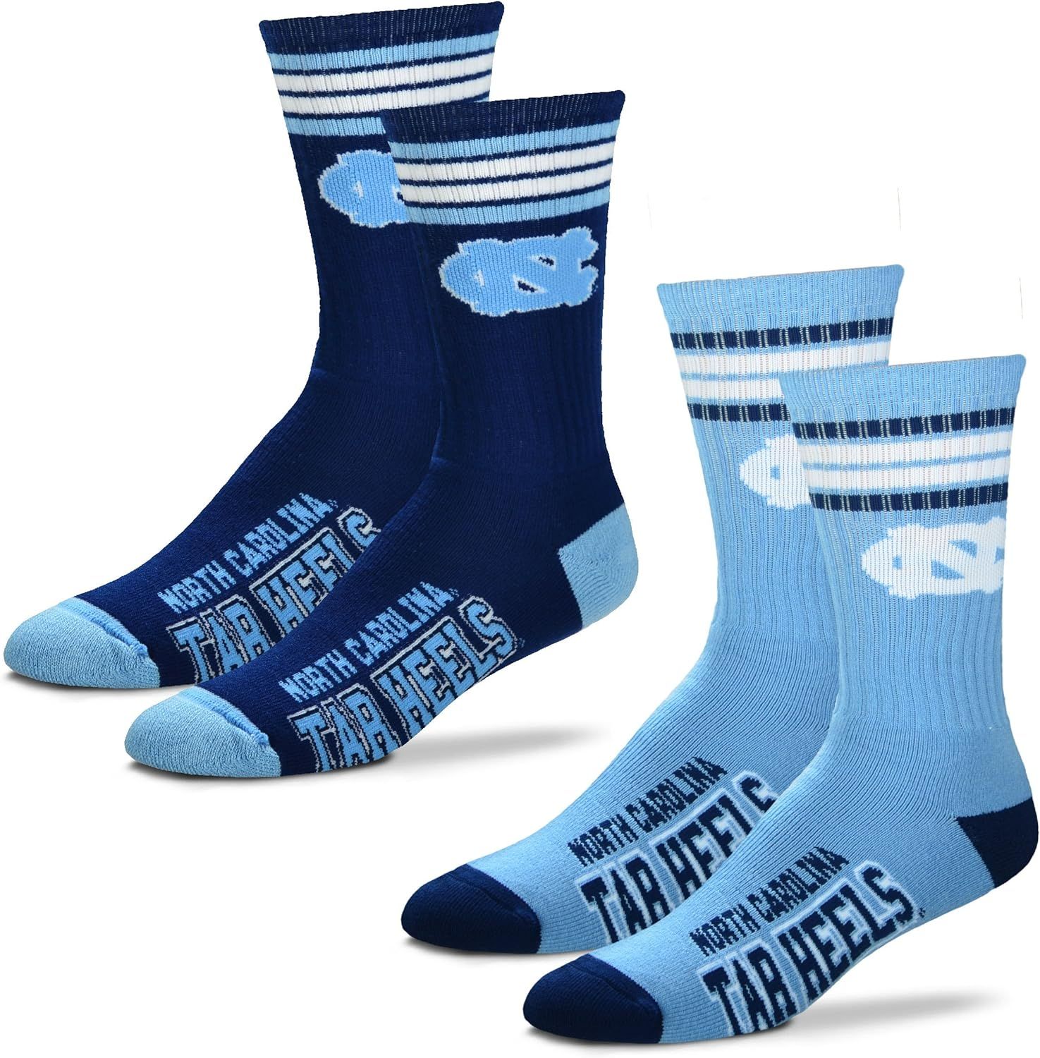 For Bare Feet Men's NCAA (2-Pack)-4 Stripe Deuce Crew Socks-Size Large and Medium | Amazon (US)
