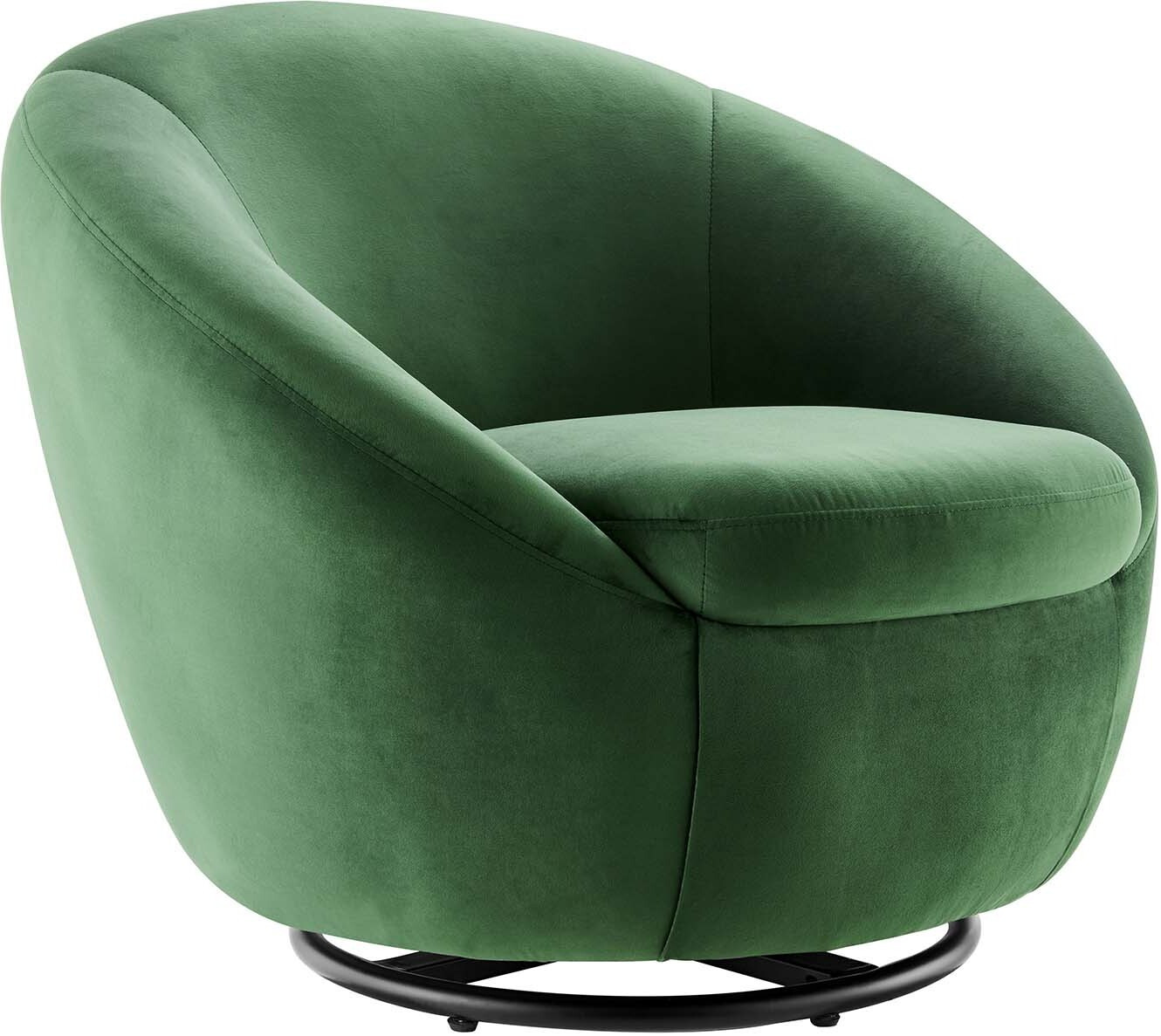 Buttercup Performance Velvet Swivel Chair In Emerald | 1stopbedrooms