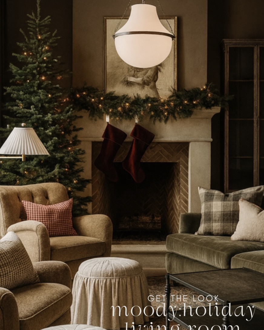 Love this moody Christmas living room, accent chairs, McGee and Co, Christmas tree, pre-lit Christmas tree, realistic, Christmas tree, Santa Claus, art, floor lamp, accent chair, throw pillows, holiday pillows, plaid pillows, traditional Christmas, Wayfair

#LTKStyleTip #LTKSaleAlert #LTKHome