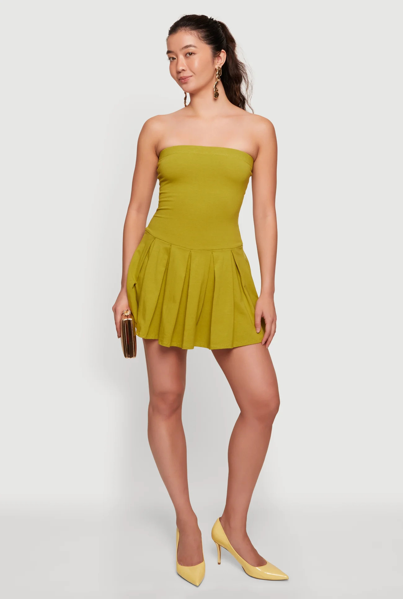 Strapless Pleated Mini Dress | Rainbow Shops