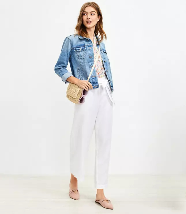 Tie Waist Fluid Wide Leg Crop Pants | LOFT