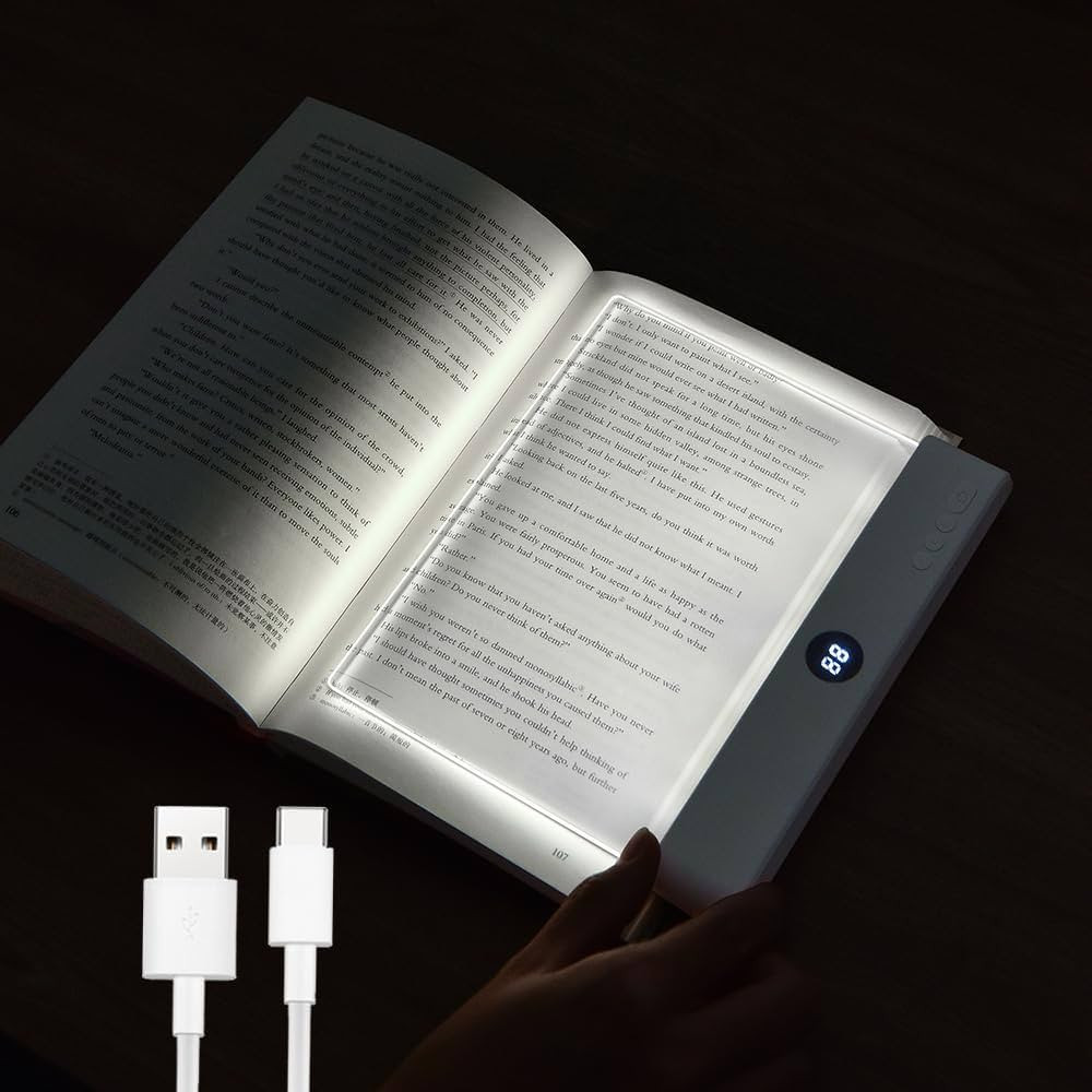 Book Light, Rechargeable Clear LED Flat Reading Light with 3 Colors & Timer, Dimmable Panel Plate... | Amazon (US)