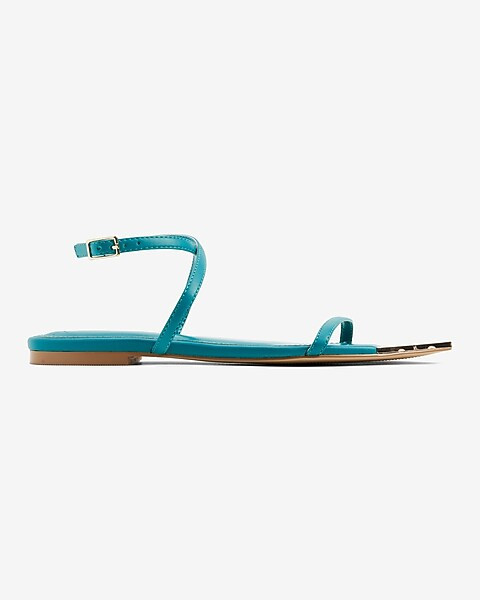 Metallic Pointed Toe Strappy Flat Sandals | Express