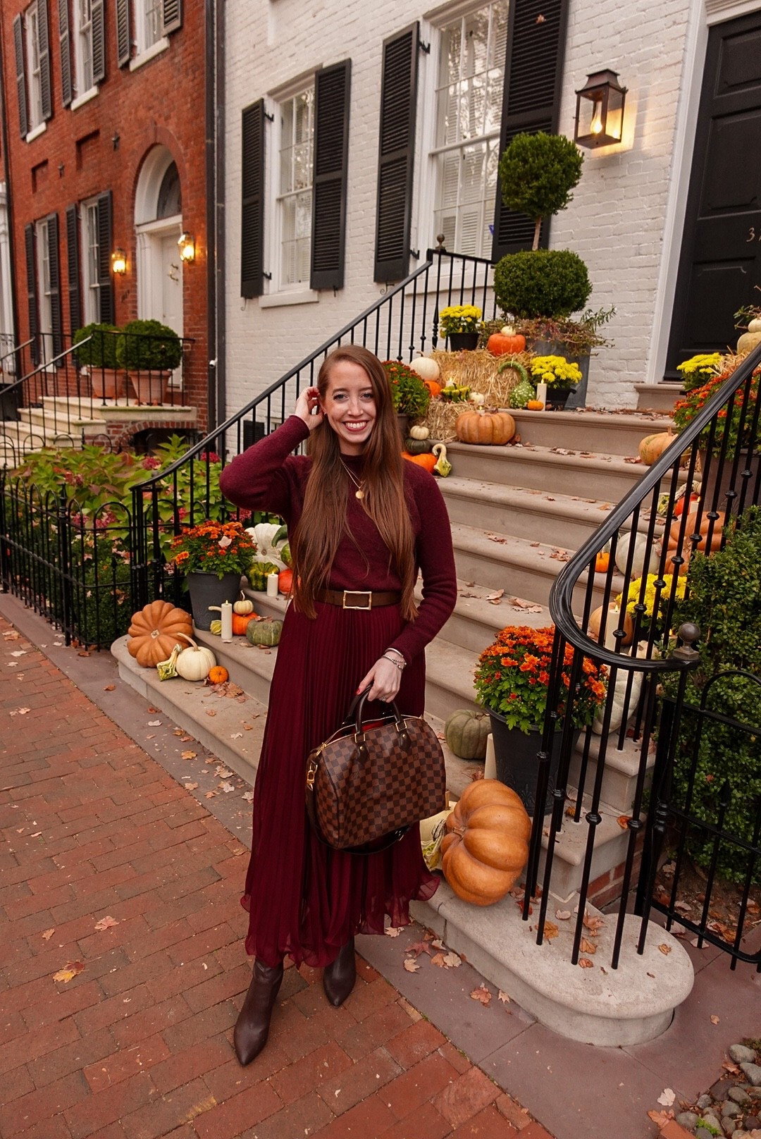 Burgundy outfit - everything is true to size! 

Winter outfit 
Burgundy sweater 
Pleated maxi skirt
Brown knee high boots 

#LTKFindsUnder100 #LTKFindsUnder50 #LTKSeasonal