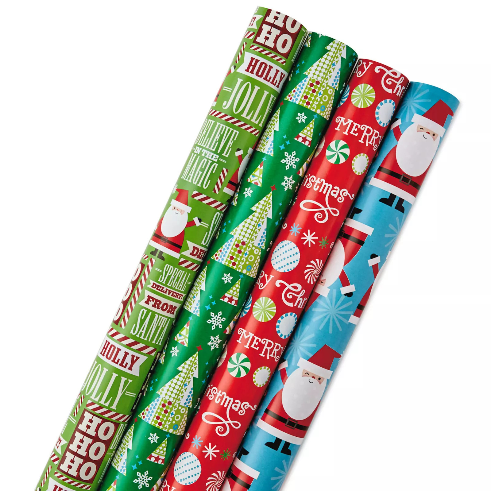 Hallmark Christmas Wrapping Paper Assortment - Santa and Trees Reversible - 4-pk. - 150 sq. ft., Candy And More | Kohl's