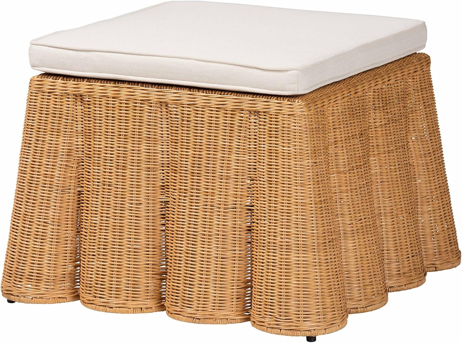 bali & pari Palm Bohemian Honey Scallop Rattan Ottoman | Amazon (US)