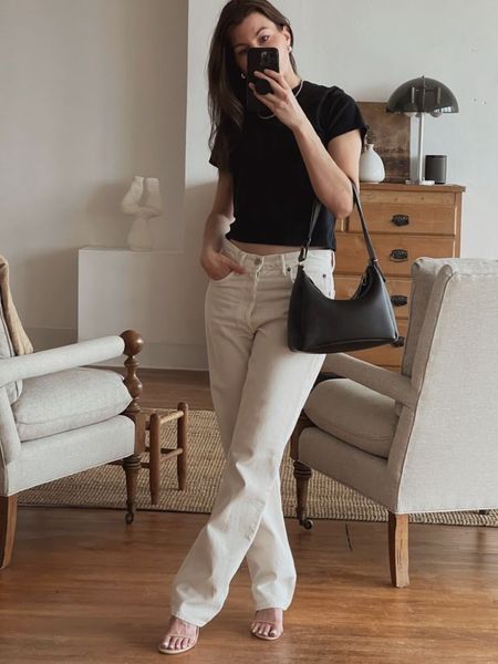 White jeans outfit, minimalist style, minimalist outfit, the row, black and white outfit 

#LTKunder50 #LTKshoecrush
