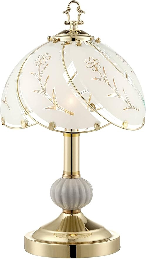 Regency Hill Traditional Accent Table Lamp 15" High Polished Brass Gold Floral Etched Art Glass S... | Amazon (US)