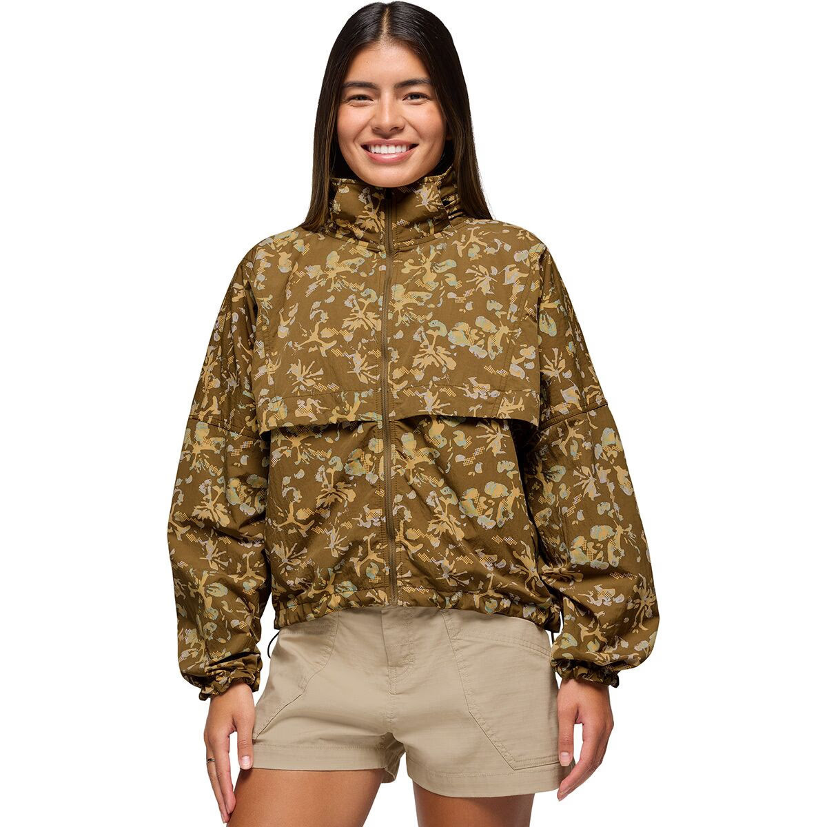prAna Encinitas Windbreaker - Women's Retro Olive Digibloom, L | Backcountry