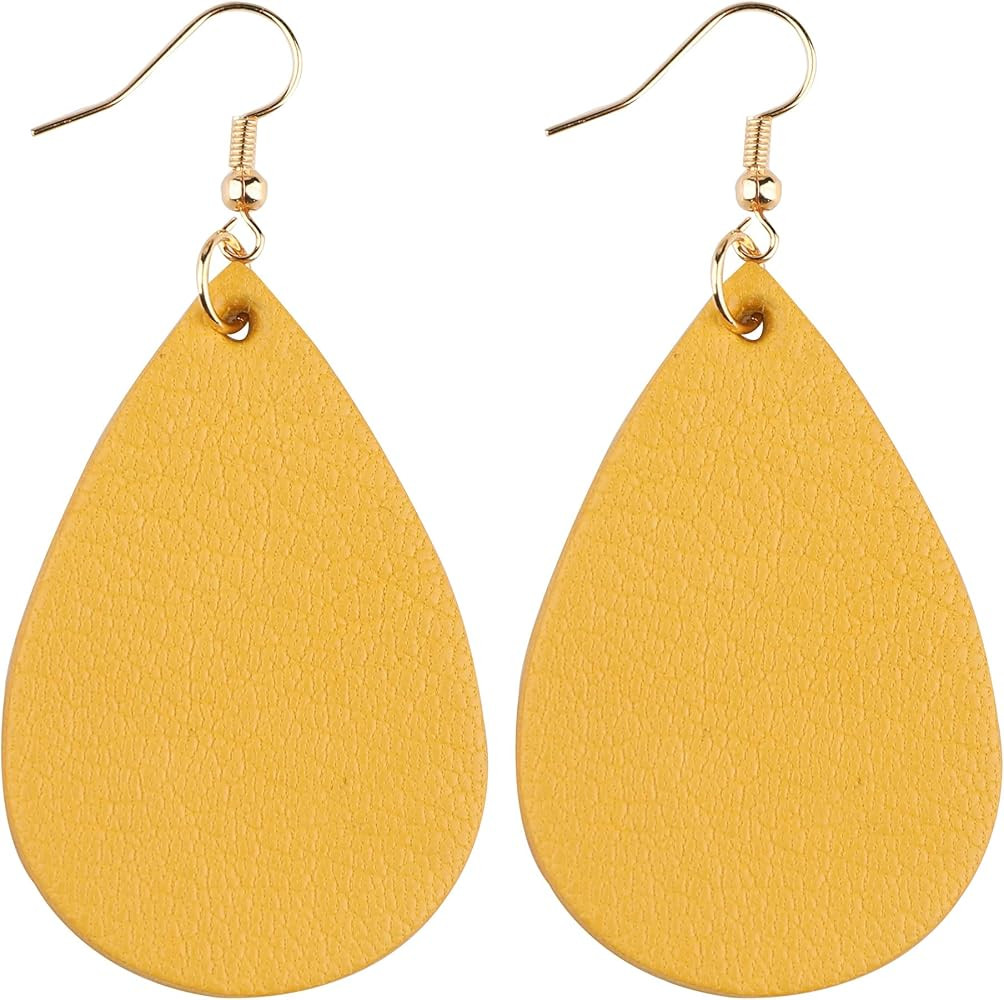 Leather Earrings Dangle Drop for Women Teen Girls, Teardrop Earrings Lightweight, Gifts for Her | Amazon (US)