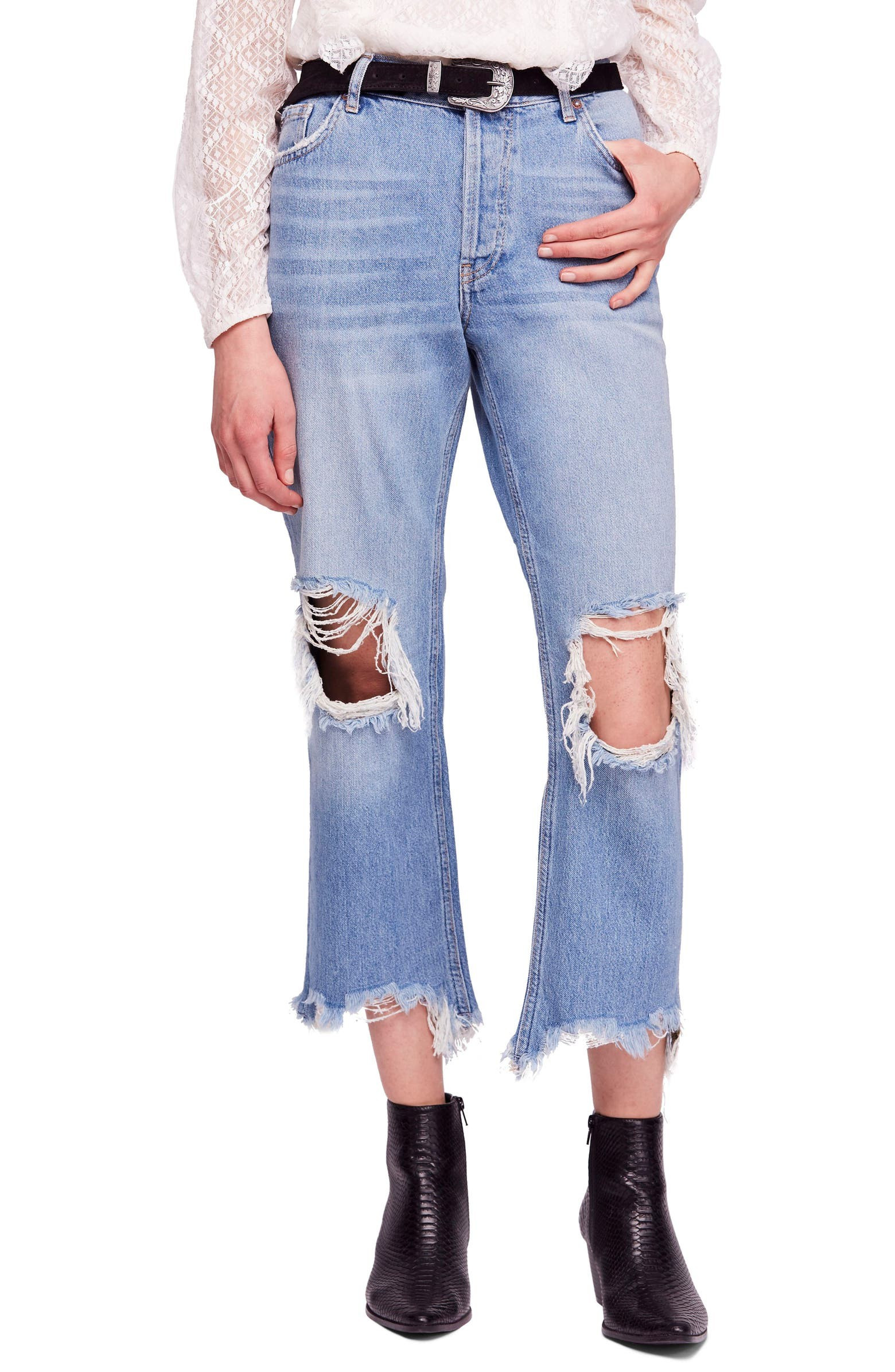 We the Free by Free People Maggie Ripped Crop Straight Leg Jeans | Nordstrom