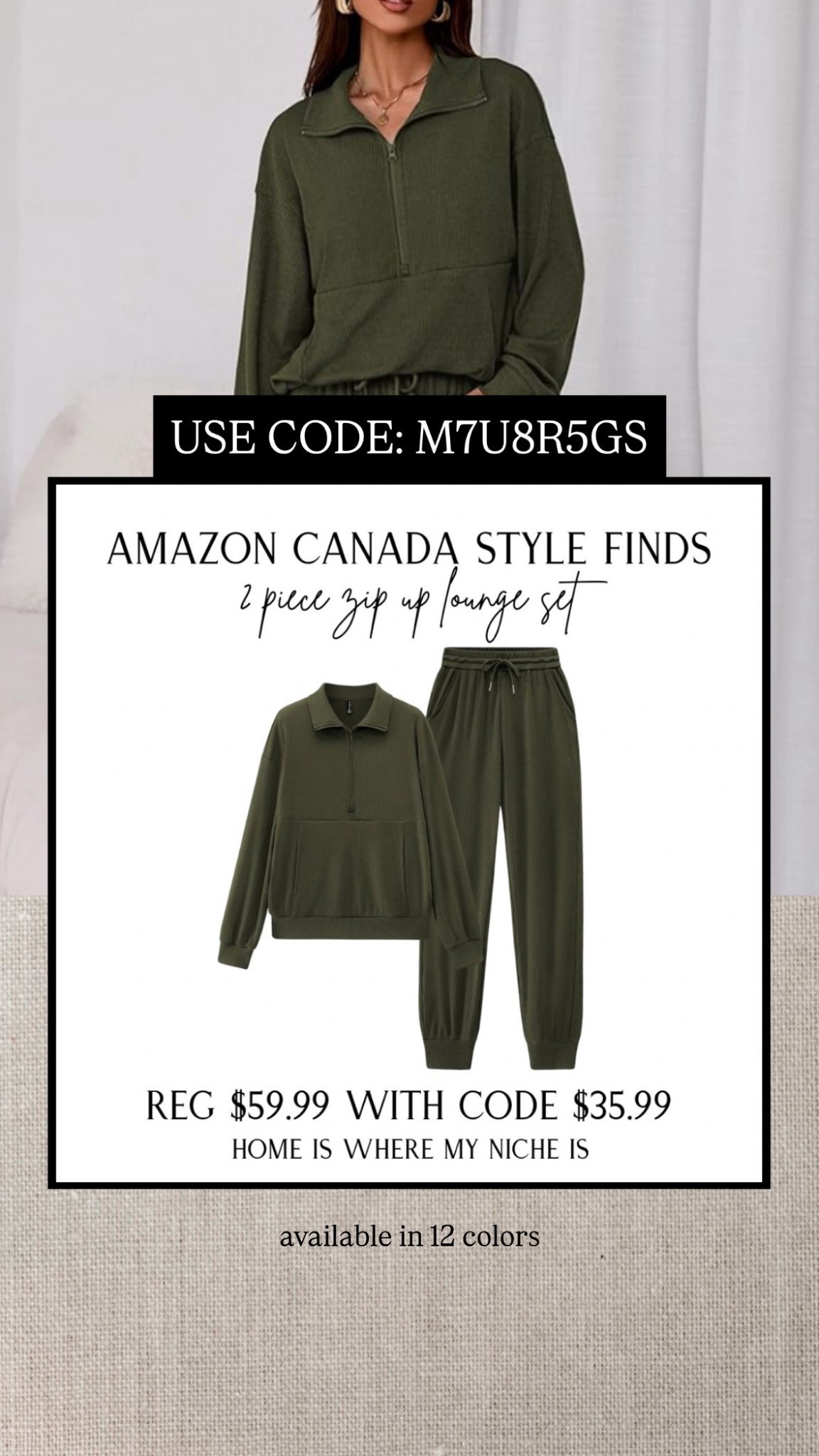 S T Y L E / women’s fall two piece zip up lounge track suit sweat set. Available in 12 colors. I’m loving the army green 🤩

Amazon Canada | Fall Fashion 

#LTKfall #LTKcanada #LTKsale