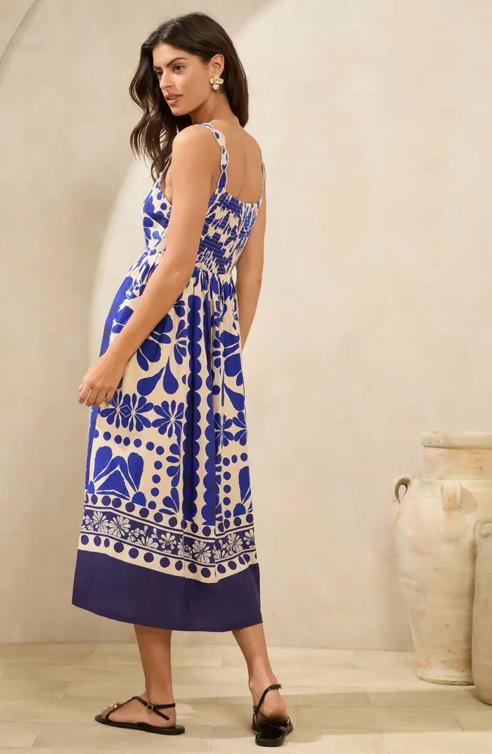 Print Scallop Trim Sleeveless Maxi Dress | Nordstrom