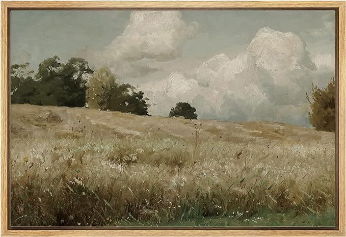 wall26 Framed Canvas Print Wall Art Vintage Countryside Forest Tree Field Nature Wilderness Illus... | Amazon (US)