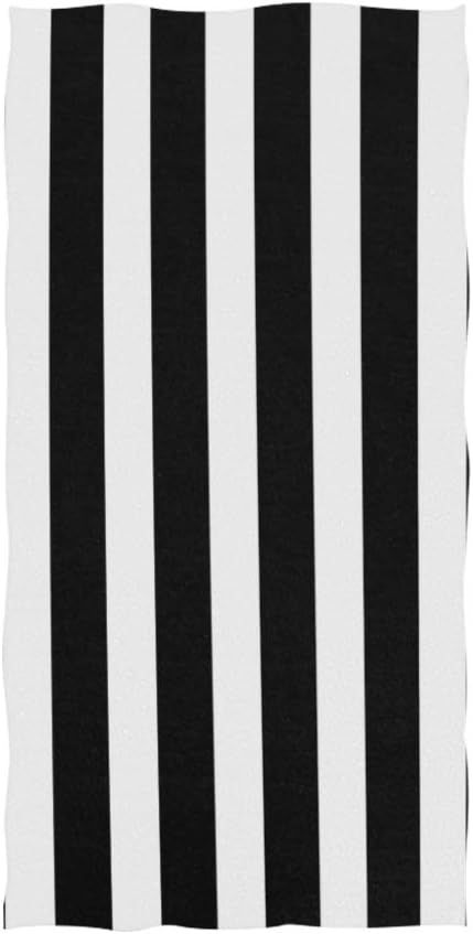 Black White Stripes Hand Towel Soft Towels for Bathroom, Hotel, Gym and Spa 30"x15" | Amazon (US)