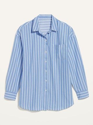 Oversized Striped Boyfriend Shirt for Women | Old Navy (US)