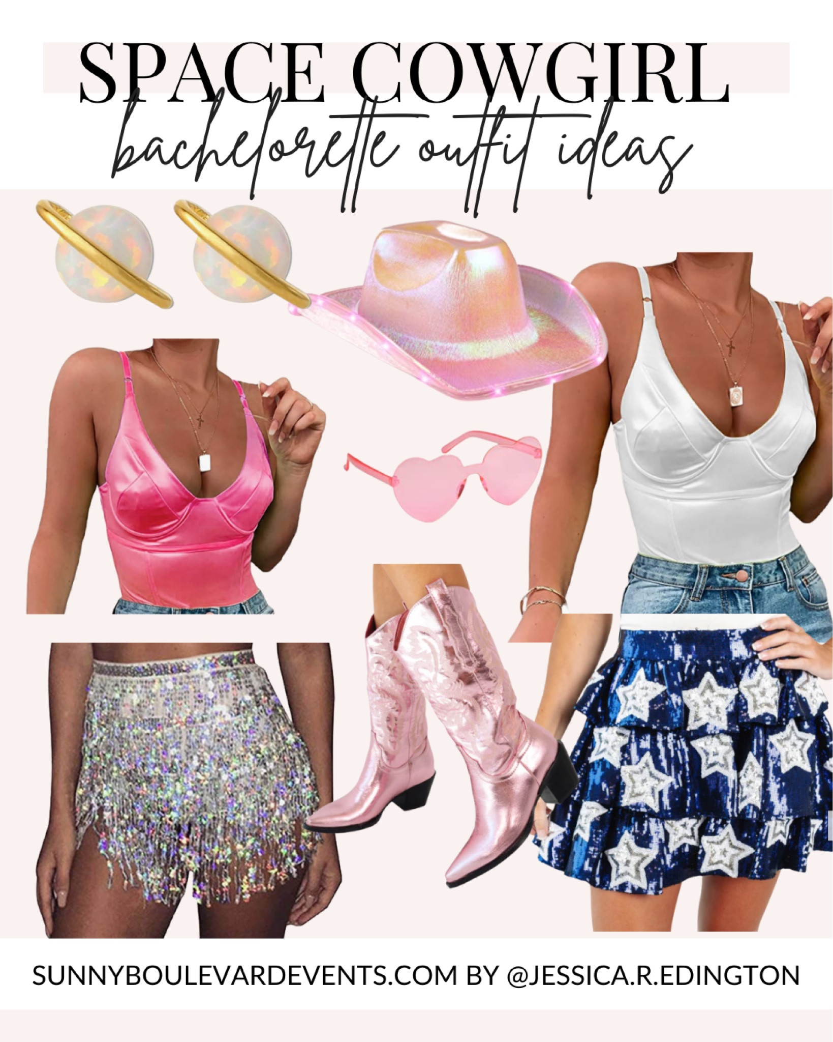 Planning a bachelorette party that'll be out of this galaxy? Check out these must-have bach party items that are perfect for a Space Cowgirl theme bachelorette party or Disco Cowgirl bachelorette. Whether you are planning a cowgirl theme bachelorette party to Nashville (also known as Last Bash in Nash), Austin Texas, or any other Western-themed bachelorette destination, these pink and retro cowgirl theme party items are perfect for your "Let's Go Girls" party.

Nashville, Austin, Last Rodeo, Last Disco, Space Cowgirl, Retro Cowgirl, Disco Cowgirl, pink western, cowgirl boots, cowgirl hat, metallic cowgirl boots, sparkly cowgirl boots, unique western outfits, sparkly cowgirl, sequin cowgirl, rhinestone cowgirl

#LTKunder100 #LTKstyletip #LTKunder50